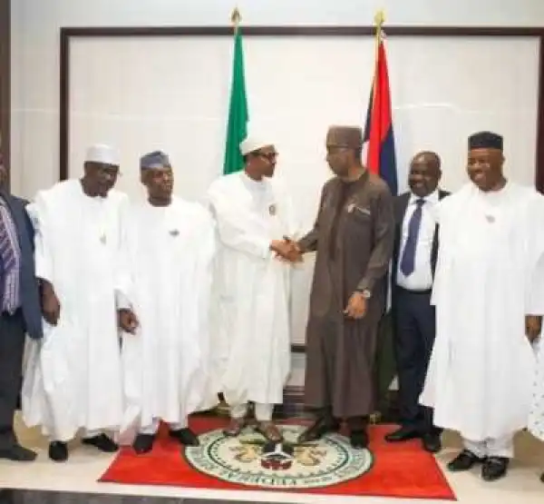 Photos: Saraki Leads Other Senators To An Interactive Dinner Session With Buhari, Osinbajo